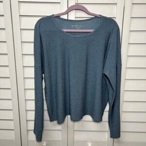 Beyond Yoga Featherweight Morning Light Cropped Pullover Top Size XL Blue